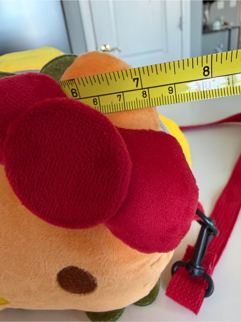 Sanrio Hello Kitty Plush Crossbody Bag in Orange with Red Bow - Picture 9 of 10